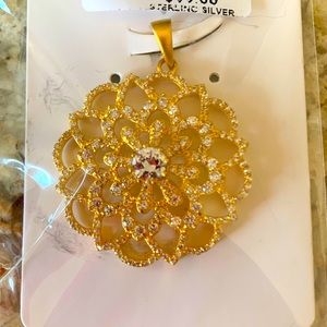 Gorgeous silver round pendant 925 cubic zirconium Mother’s Day gift!